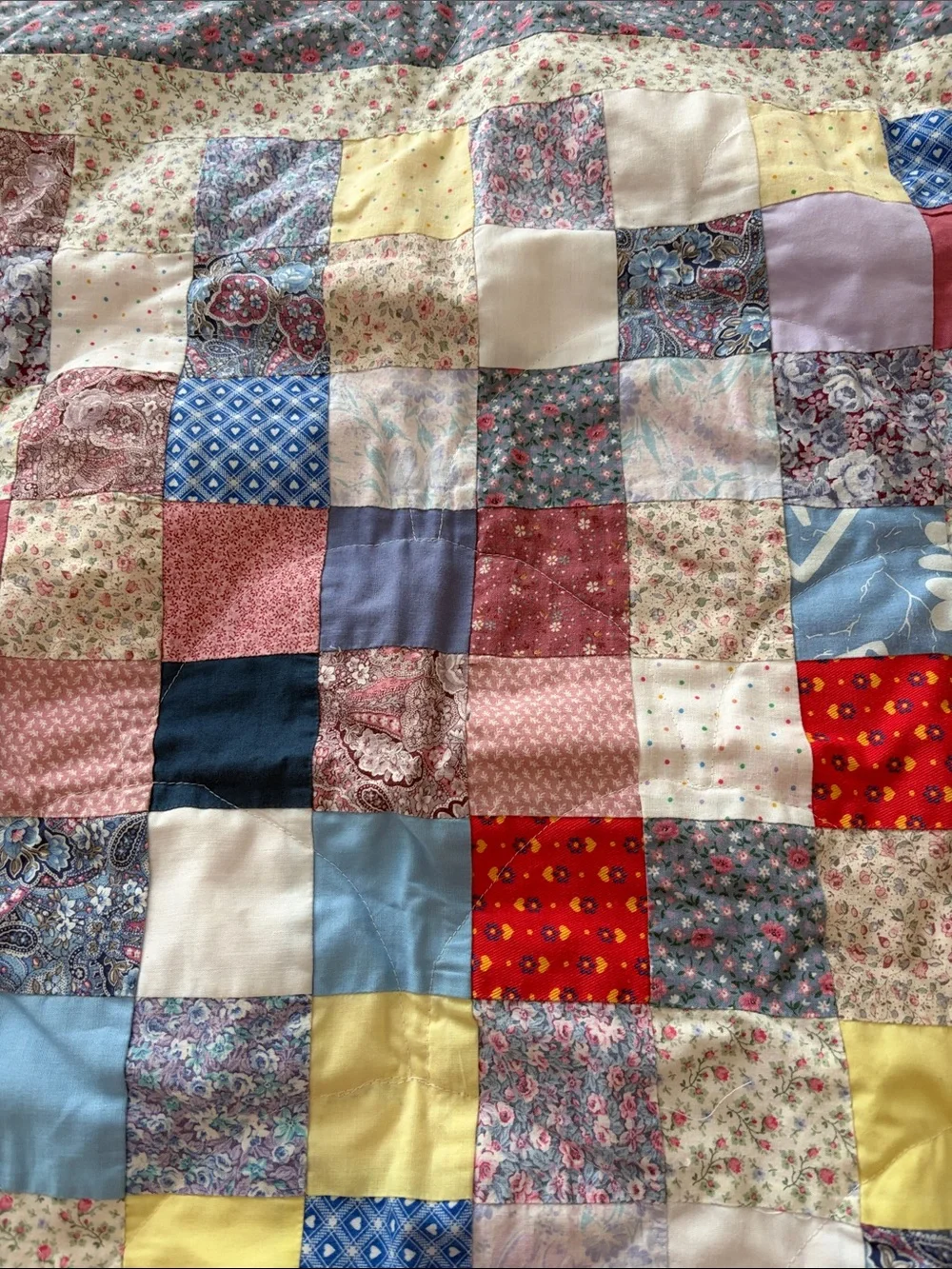 Handmade vintage Patchwork Baby Quilt in Pastel Multi-Color